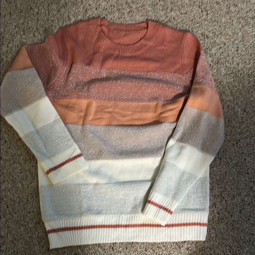 Striped Sweater with Metallic Accents